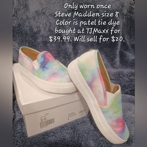 Steve Madden slip on womans pastel tie dye shoes